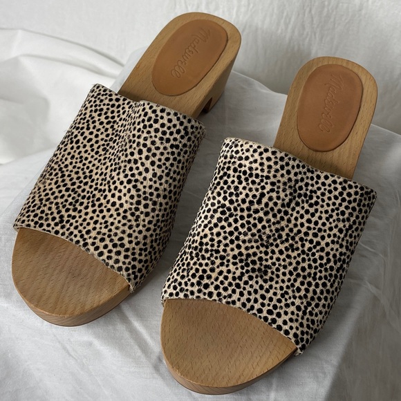 Madewell Shoes - Madewell The Evelyn in Spotted Calf Hair Slide Clogs Size 7.5